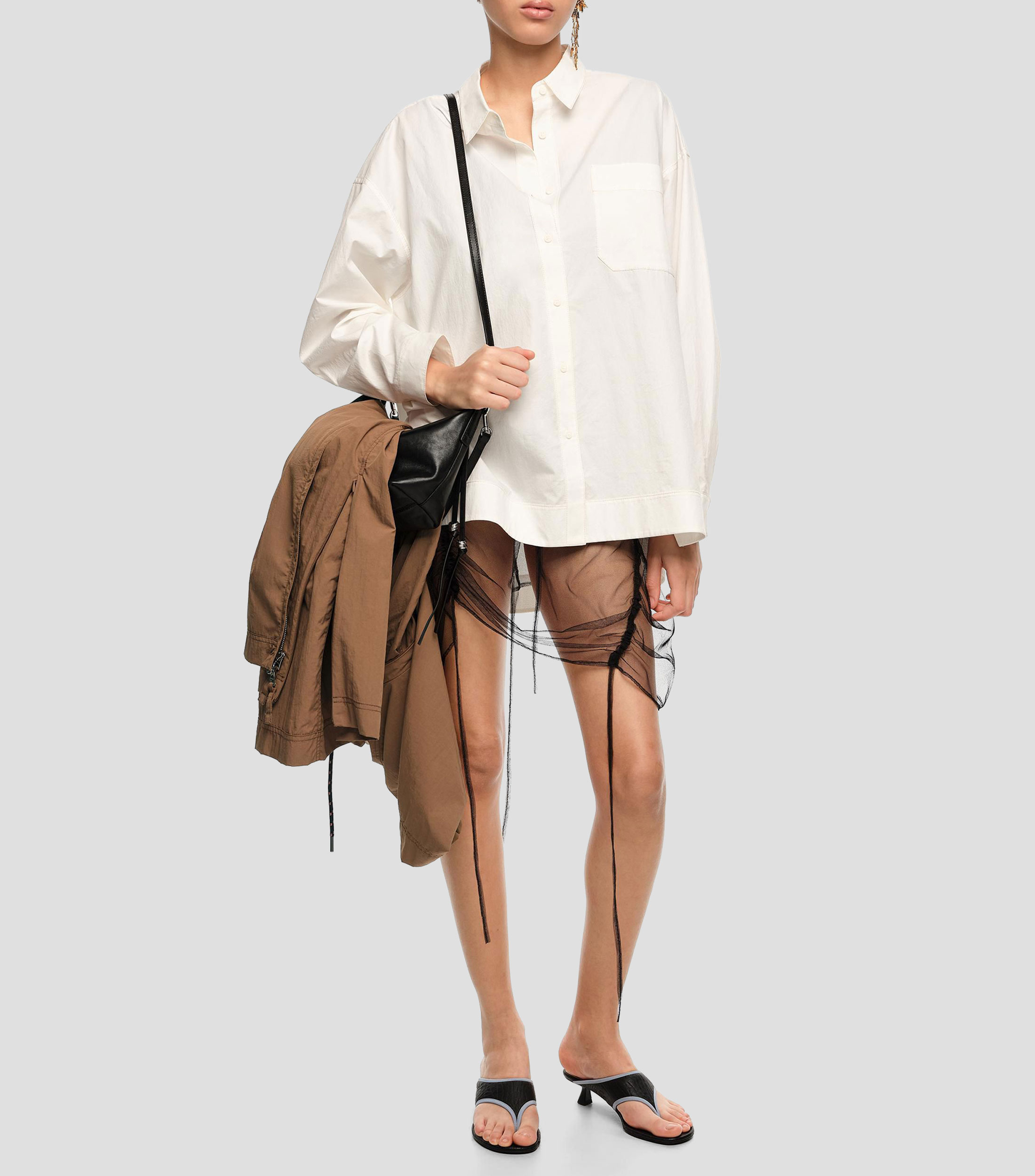 Camisa algodón marfil Mujer